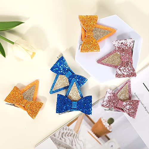 Blue Glitter Dog Ears Hair Clips - 2.5 Inch Barrettes for Parties