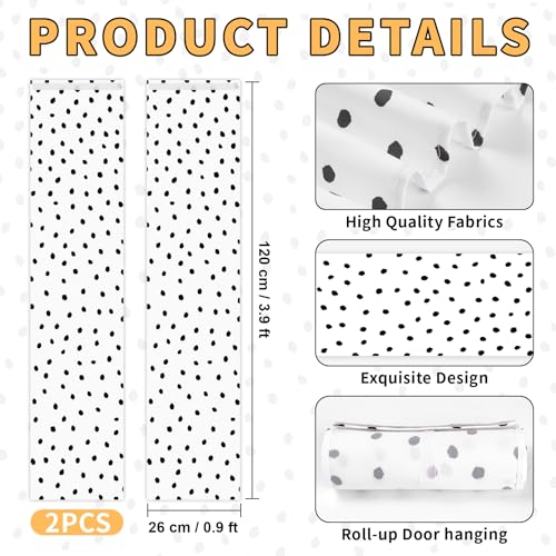 2-Pack Black Polka Dot Classroom Door Window Covers - 47x11in