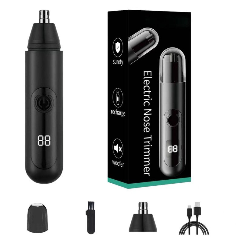 Nose Hair Trimmer for Men, 3-in-1 Painless USB Rechargeable Ear Nose & Eyebrow Trimmer with 180-Day Battery, LED Power Display, IPX7 Waterproof, Dual Blades for Precise Grooming