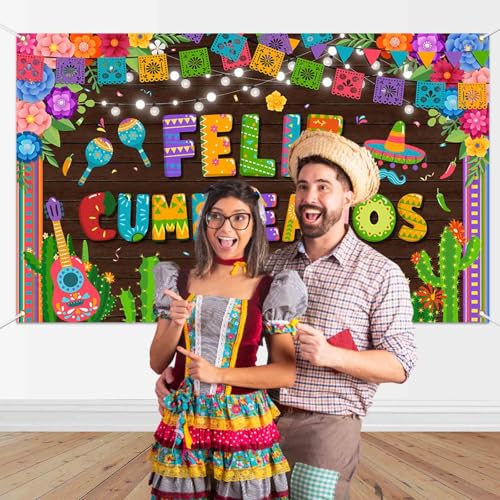 Feliz Cumpleaños Banner Backdrop - Mexican Birthday Party Decor
