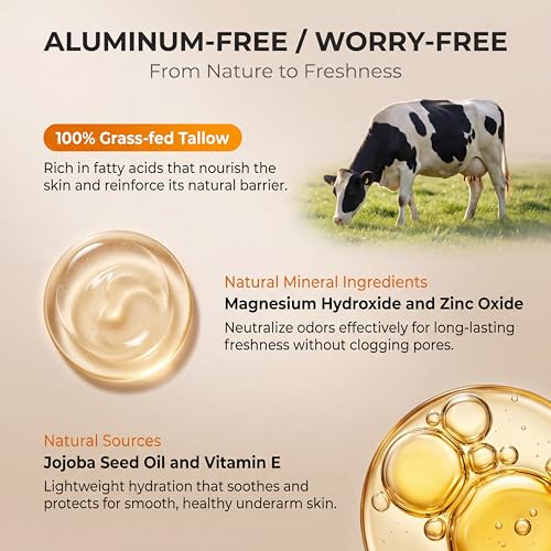 Tallow Deodorant Stick with Sandalwood – Aluminum-Free, All-Body Odor Protection