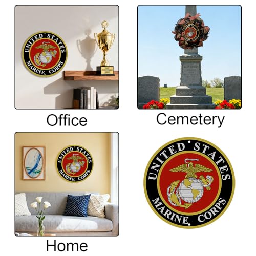 United States Marines Logo Metal Wall Sign - 12 Inch Round Decor
