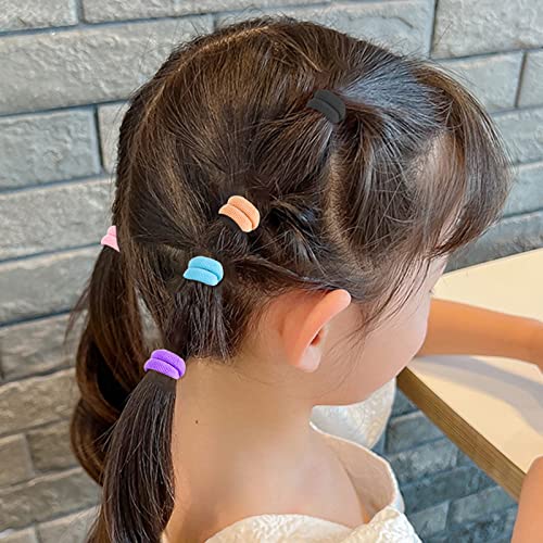 200Pcs Multicolor Baby Hair Ties - Soft Seamless Cotton Elastics