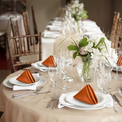 Burnt Orange Satin Napkins Set of 24 - 17x17 in for Weddings & Events