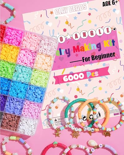 Mio Angle 6,000-Piece Clay Beads Bracelet Kit – 24 Colors with Charms & Letters
