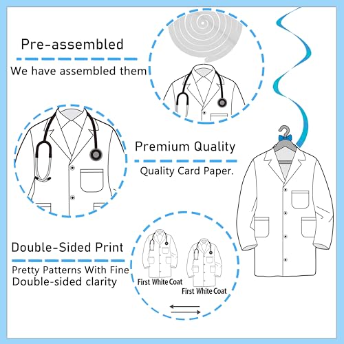 24pcs Medical Graduation Party Hanging Swirls - White Coat Decor