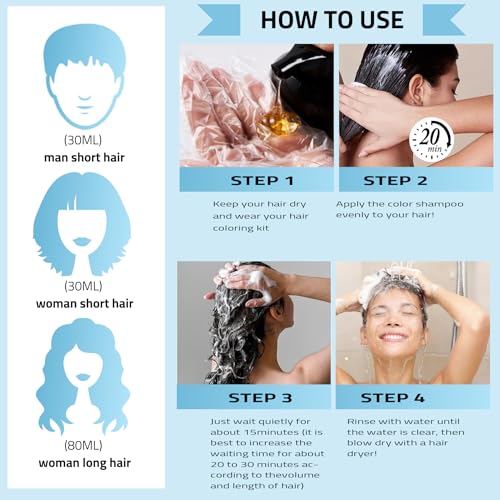 Mihkiom Hair Dye Shampoo 3-in-1 Chestnut Brown Natural Plant Hair Color, Refresh in 20 Mins