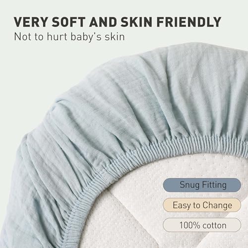 Muslin Cotton Bassinet Sheets 2-Pack | Soft, Breathable & Snug Fit