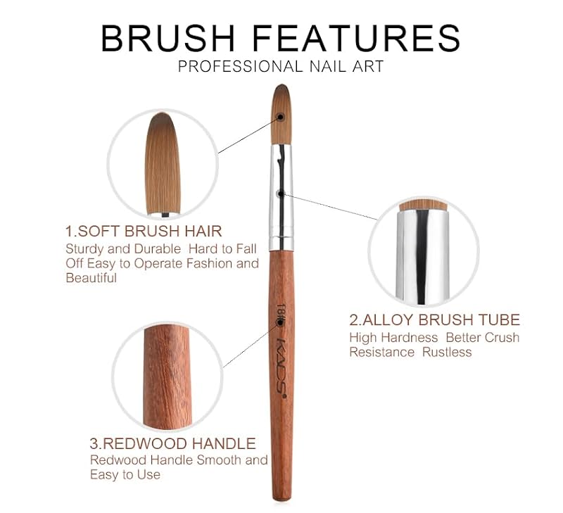 Rolabling Kolinsky Sable Acrylic Nail Brush - Size 18# Professional Tool