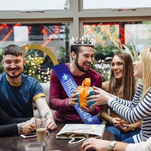 Birthday King Crown and Sash Set for Men - Party Decoration