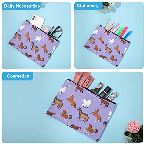 Horse Lover Makeup Bags Set - 6 Cute Canvas Cosmetic Pouches for Women & Teens