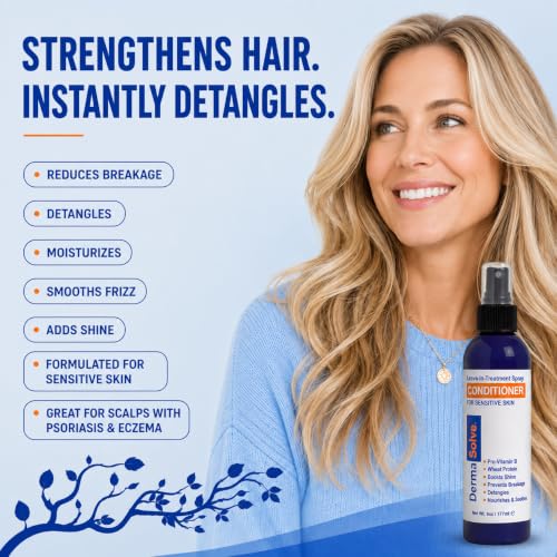 Dermasolve Leave-In Conditioner Spray for Sensitive Scalp - Fragrance Free, 6 oz
