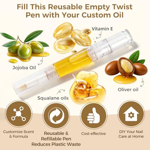Refillable Cuticle Oil Pen Set - 3 Pack, 5ml Leak-Proof