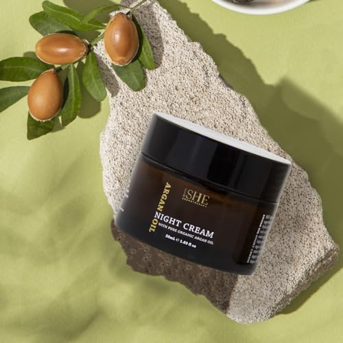 Om She Aromatherapy Argan Night Cream - Organic Nourishing Face Moisturizer, Hydrating & Softening, 1.69 fl oz
