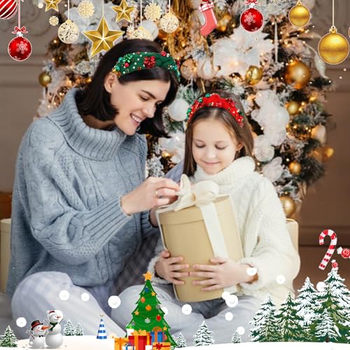 Semato 2-Piece Knotted Christmas Headbands with Pearl Decorations