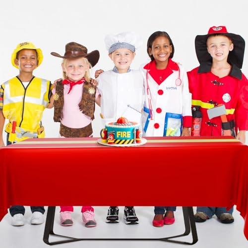 Oudain 3-Pack Firefighter Party Tablecloths | 54"x108" Plastic Covers