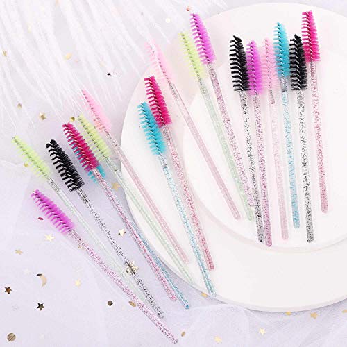 300Pcs Crystal Color Mascara Wands Eyelash Brush Spoolies for Lash Extensions & Eyebrows (6 Colors) – 300Pcs-Crystal-6 Colors