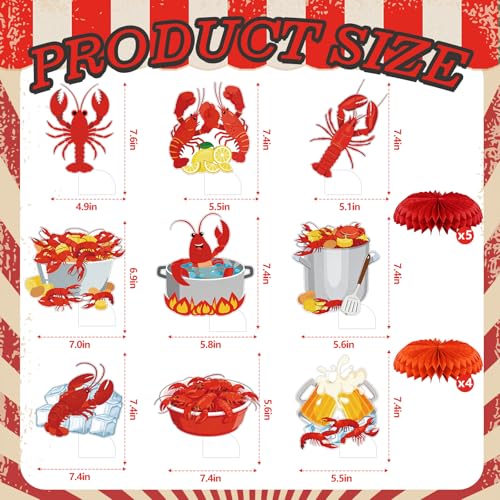 Crawfish Boil Party Decorations - 9 Piece Honeycomb Centerpieces