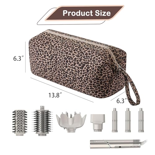 RSRSLEII Leopard Large Quilted Travel Hair Tools Bag with Removable Divider – Fits Hair Dryer & Styling Tools