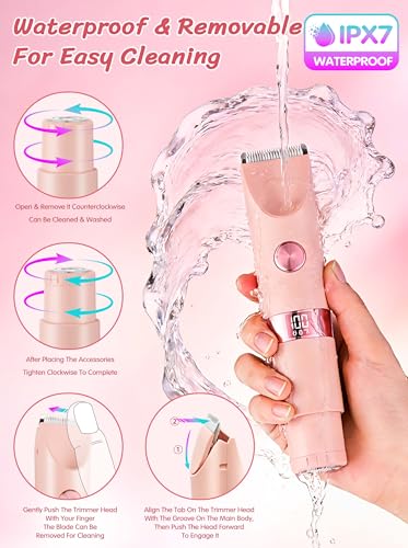 YTSC FF 2-in-1 Electric Bikini Trimmer for Women, IPX7 Waterproof Shaver