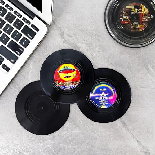 12-Pack Retro Vinyl Record Coasters for Music Lovers