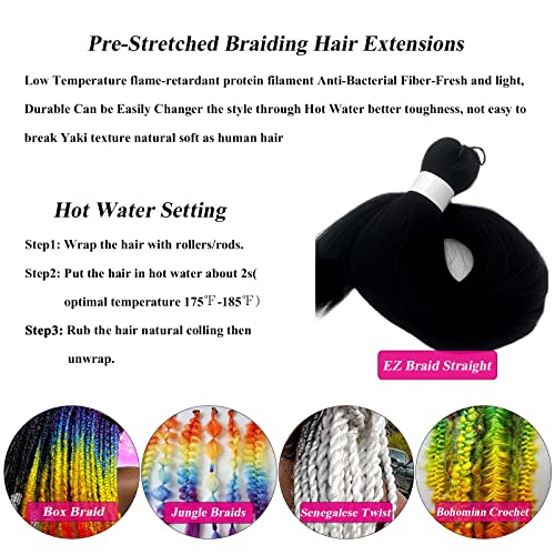 Ai Yuchen 26-Inch Pre-Stretched Black Braiding Hair - 3 Packs