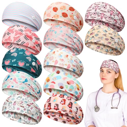 12 Pcs Labor and Delivery Nurse Headbands - Interest Design