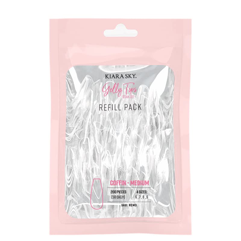 Kiara Sky Gelly Tip Refill Packs - Medium Coffin Shape Soft Gels