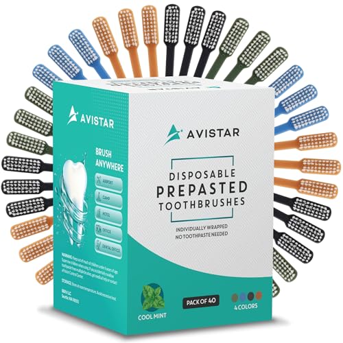 Avistar 40-Pack Prepasted Disposable Toothbrushes – Individually Wrapped