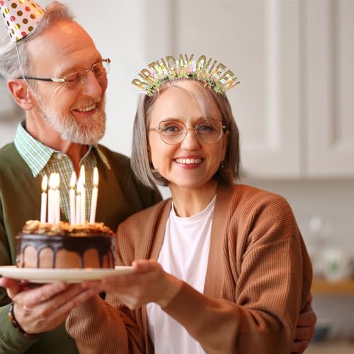 CIEHER Gold Queen Crown Birthday Headband for Women