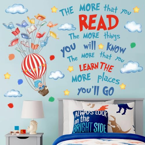 Hot Air Balloon Reading Wall Decal - Inspirational Classroom Decor