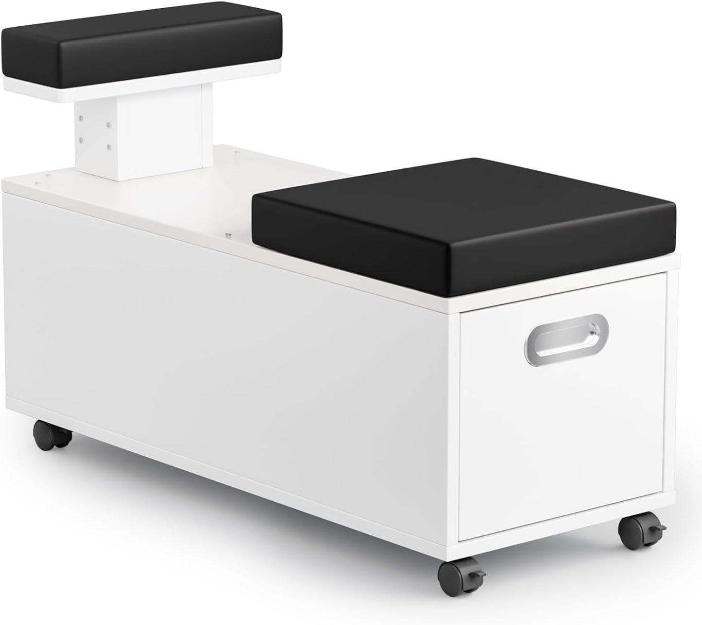 Pedicure Cart - OmySalon Foot Bath Trolley with Storage Drawer & Foot Rest | White Spa Chair with Locking Wheels