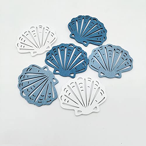 36Pcs Wooden Beach Ornaments - Starfish & Shells for DIY Decor
