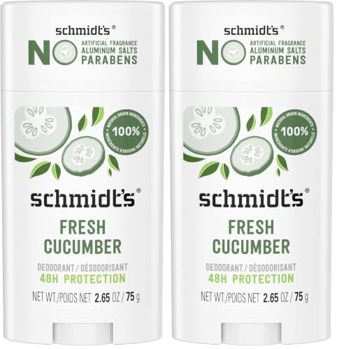 Schmidt's Aluminum-Free Vegan Deodorant - Fresh Cucumber, 2 Pack