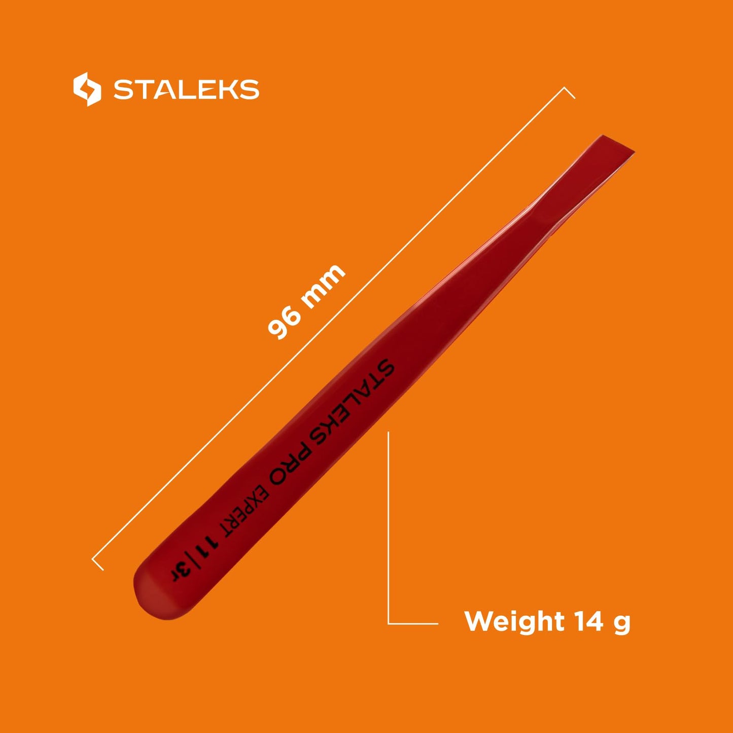 STALEKS PRO Expert 11 Type 3r Professional Eyebrow Tweezers (Red) – Wide Beveled Stainless Steel for Thick Brows & Effective Hair Removal