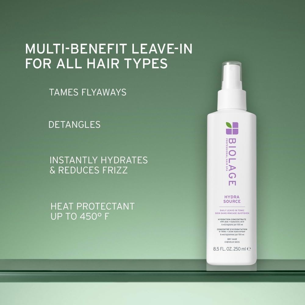 Biolage Hydra Source Daily Leave-In Tonic - Moisturizes & Detangles, Blowout Primer, Heat Protectant & Detangler, For Dry Hair, 13.5 Fl Oz