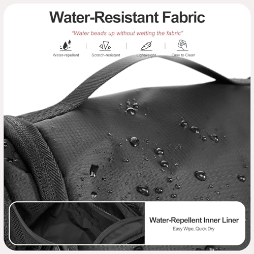 Water-Resistant Hanging Toiletry Bag with Multiple Compartments - Black