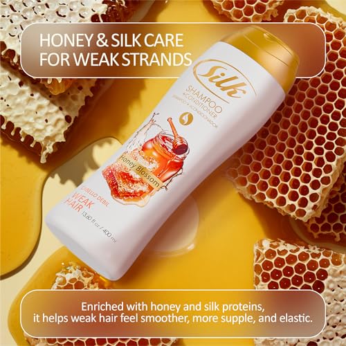 SILK 2-in-1 Strengthening Shampoo and Conditioner with Honey, 13.6 Fl Oz (2 Pack)