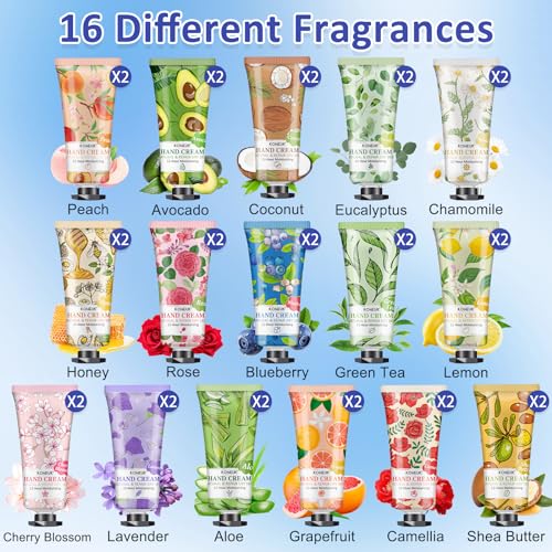 B-32 Pack Hand Cream Gift Set for Women, Travel-Size Moisturizing Lotions