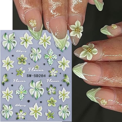 Spring Nail Art Stickers - 2 Sheets of 5D Ladybugs & Flowers