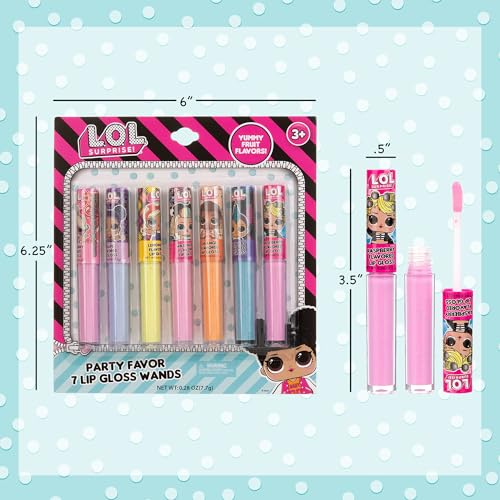 L.O.L. Surprise! Lip Gloss Set - 14 Fruit Flavored Non-Toxic Lip Glosses, 2 Pack of 1 Ounce Each, Kids Party Favors
