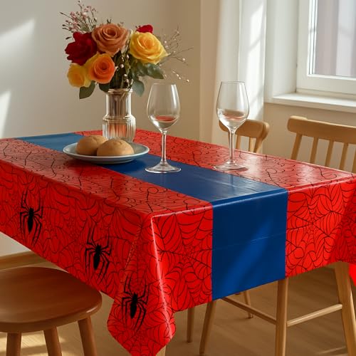 Spider Tablecloths (4 Pack) - 54x108 Inch Disposable Plastic for Parties