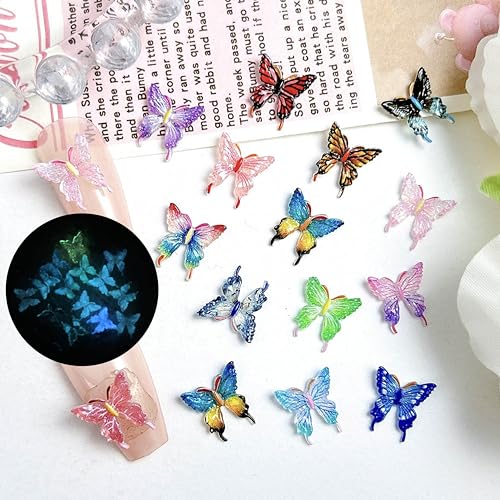 100 Pcs 3D Butterfly Nail Charms - Colorful Nail Art Gems