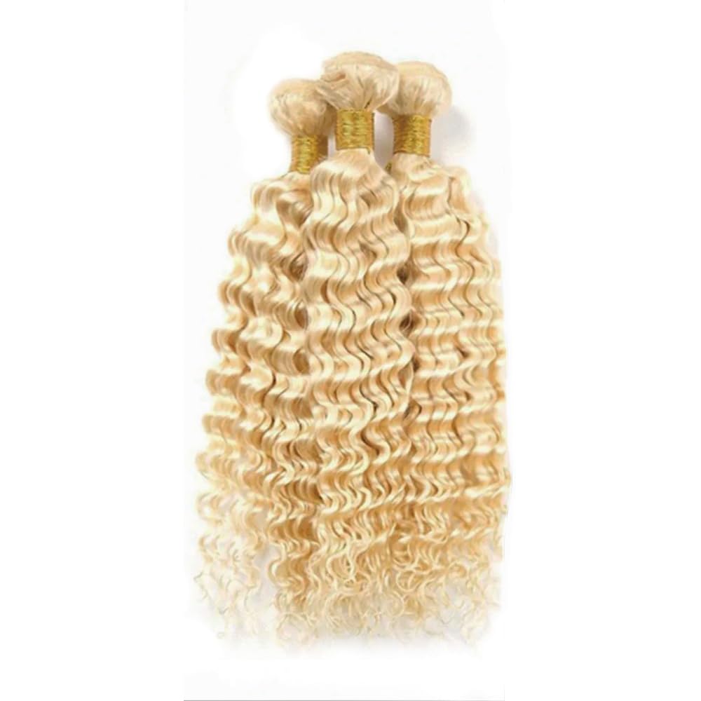Blonde Human Hair Bundles 613 Deep Wave Bundle Blonde Deep Wave Hair Extensions 24 26 28 Inch Brazilian Virgin Remy Hair 3 Bundles