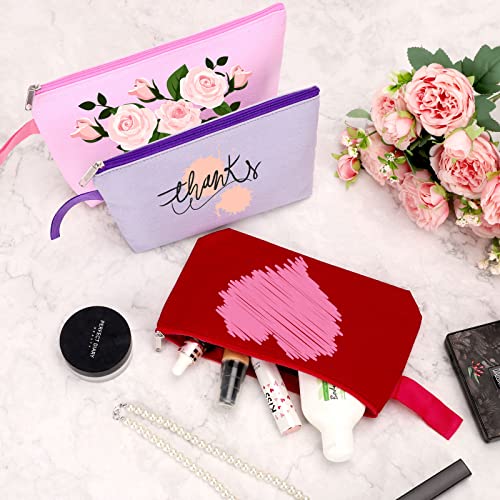 10-Pack Cotton Canvas Cosmetic Bags with Zipper - DIY Craft Pouches (XS)