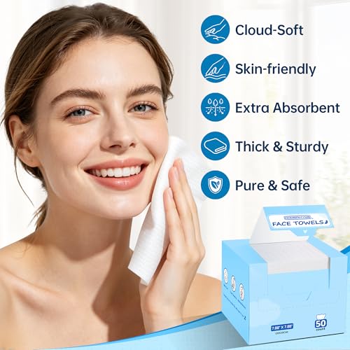 HOMERHYME Disposable Face Towels - 200 Count Biodegradable Makeup Remover Wipes