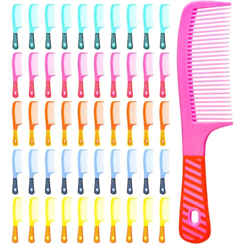 Cedilis 50-Pack Colorful Hair Combs with Handle - 8" Long