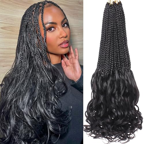 COOKOO 18 Inch Pre Looped Black French Curl Crochet Braids - 9 Packs