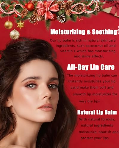 YizanYan 10Pcs Christmas Lip Balm Set – Natural Hydration & Nourishment, Non-Sticky Lip Care Gift