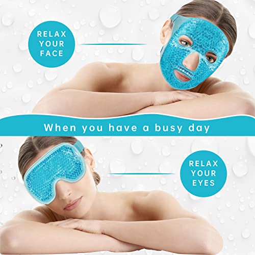 ZNÖCUETÖD Blue Cooling Mask Ice Pack for Face & Eyes - Hot/Cold Compress